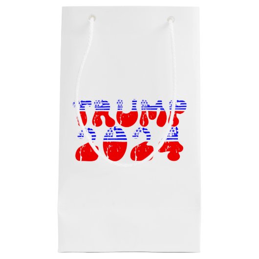 Trump 2024 Patriottische Retro Groovy Verkiezing Klein Cadeauzakje (Voorkant)