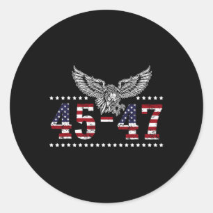 Trump 2024 President 45 en 47 Amerikaanse vlag Tru Ronde Sticker