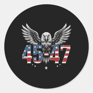 Trump 2024 President 45 en 47 Amerikaanse vlag Tru Ronde Sticker