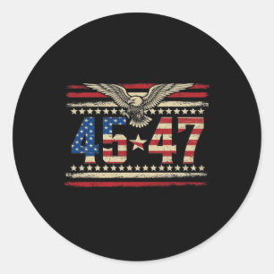Trump 2024 President 45 en 47 Amerikaanse vlag Tru Ronde Sticker