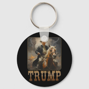 Trump 2024 President Cowboy Paardrijden Western U Sleutelhanger