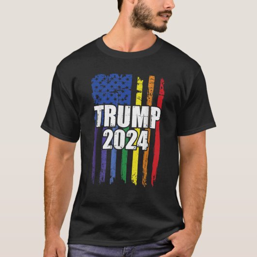 Trump 2024 President  LGBTQ Regenboog Gay Pri T-shirt (Voorkant)