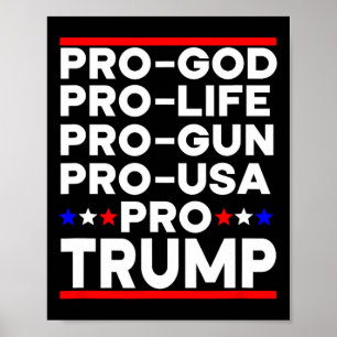 Trump 2024 Pro Wapen Pro Leven Pro God Pro Amerika Poster