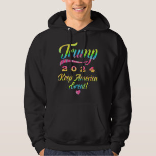 Trump 2024 Rainbow Tie Dye Houd Amerika groot Hoodie
