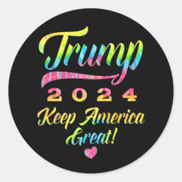 Trump 2024 Rainbow Tie Dye Houd Amerika groot Ronde Sticker