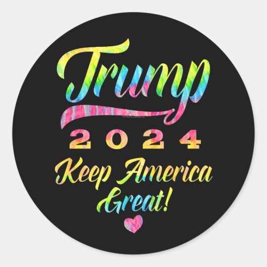 Trump 2024 Rainbow Tie Dye Houd Amerika groot Ronde Sticker (Voorkant)
