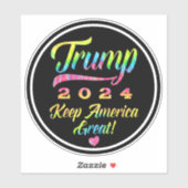 Trump 2024 Rainbow Tie Dye Houd Amerika groot Sticker (Vel)