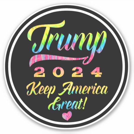 Trump 2024 Rainbow Tie Dye Houd Amerika groot Sticker (Voorkant)