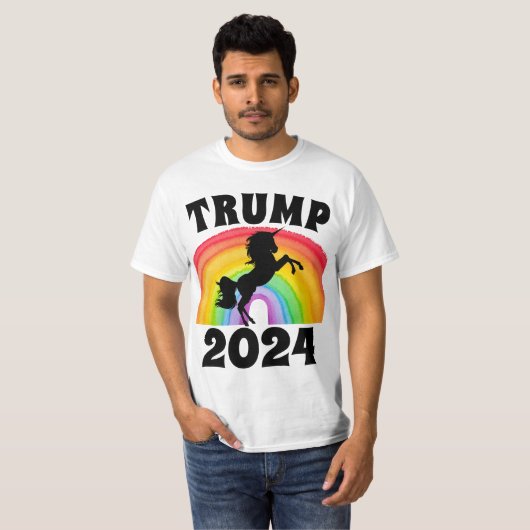TRUMP 2024 RAINBOW UNICORN T-SHIRTS T - SHIRTS (Voorkant volledig)