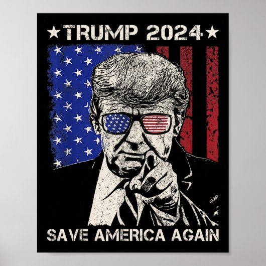Trump 2024 Red Amerika opnieuw Amerikaanse vlag 1 Poster (Voorkant)