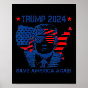 Trump 2024 Red Amerika opnieuw Amerikaanse vlag Poster