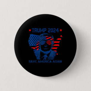 Trump 2024 Red Amerika opnieuw Amerikaanse vlag Ronde Button 5,7 Cm