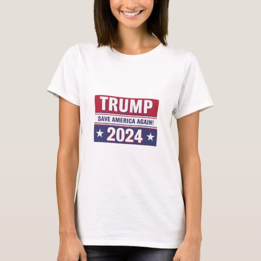 Trump 2024 Red Amerika opnieuw T-shirt (Voorkant)