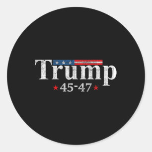 Trump 2024 Retro Amerikaanse vlag 45-47 Trump Ronde Sticker