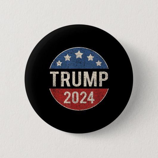 Trump 2024 Retro Campaign Button herkozen presiden (Voorkant)