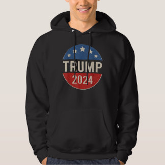 Trump 2024 Retro Campaign Button herkozen presiden Hoodie