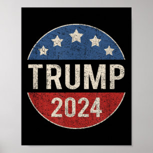 Trump 2024 Retro Campaign Button herkozen presiden Poster