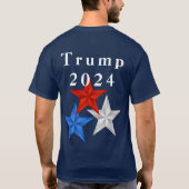 Trump 2024 Rode, witte en blauwe ster T-shirt (Achterkant)