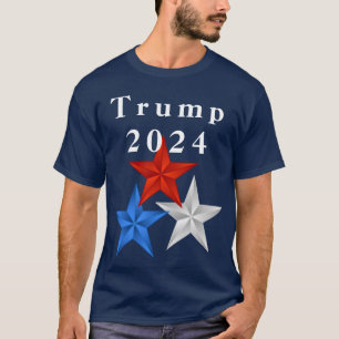 Trump 2024 Rode, witte en blauwe ster T-shirt