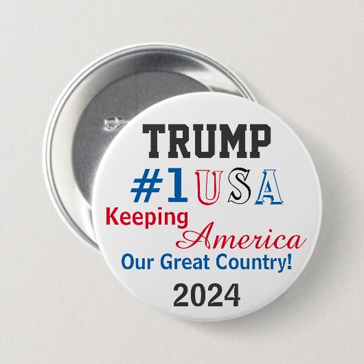 Trump 2024 ronde button 7,6 cm (Voorkant /achterkant)