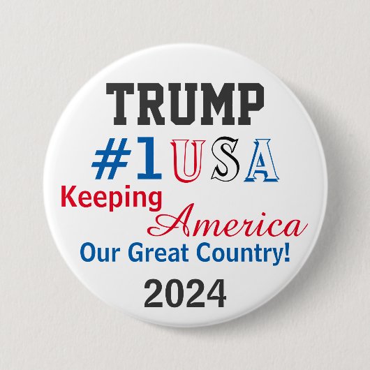 Trump 2024 ronde button 7,6 cm (Voorkant)