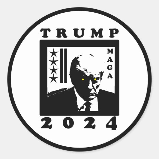 TRUMP 2024 RONDE STICKER (Voorkant)
