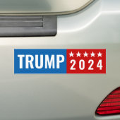 Trump 2024 Rood en Blauw w/Stars Bumpersticker (Op auto)