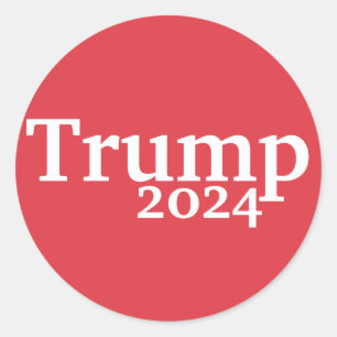 Trump 2024 Rood en Wit Presidentiële Campagne Ronde Sticker