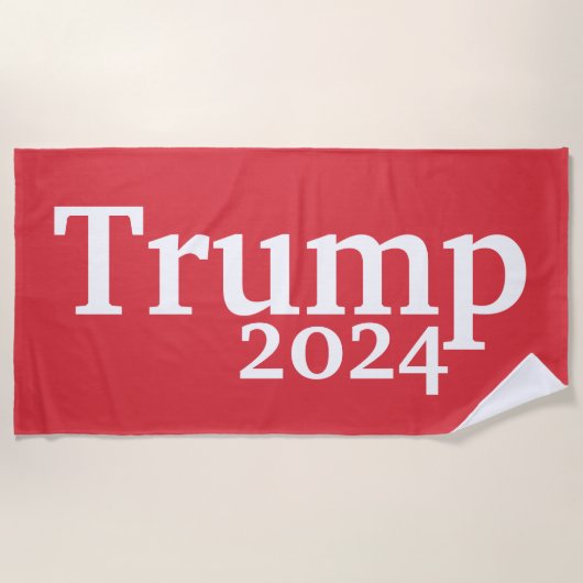 Trump 2024 Rood en Wit Presidentiële Campagne Strandlaken (Voorkant)