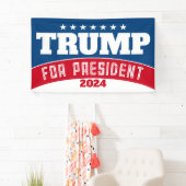Trump 2024 - rood wit blauw eenvoudig modern spandoek (Insitu)