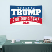 Trump 2024 - rood wit blauw eenvoudig modern spandoek (Beurs)
