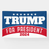 Trump 2024 - rood wit blauw eenvoudig modern spandoek (Horizontaal)