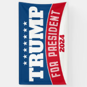 Trump 2024 - rood wit blauw eenvoudig modern spandoek (Verticaal)