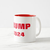 Trump 2024 Rood Wit Cool Custom Gift Party Favor Tweekleurige Koffiemok (Voorkant rechts)