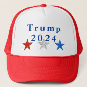 Trump 2024 rood, wit en blauw honkbal Pet (Voorkant)