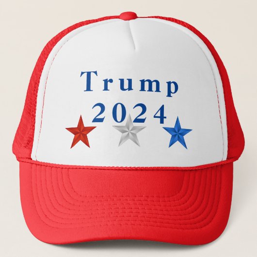Trump 2024 rood, wit en blauw honkbal Pet (Voorkant)