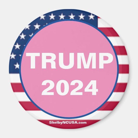 TRUMP 2024 Roze patriottische magneet (Voorkant)