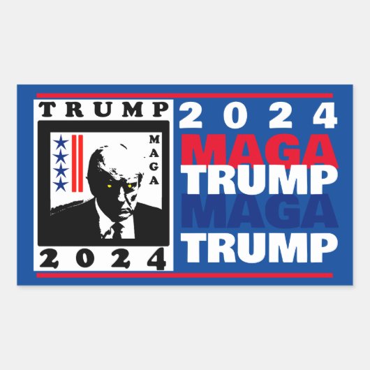 TRUMP 2024 RWB RECHTHOEKIGE STICKER (Voorkant)