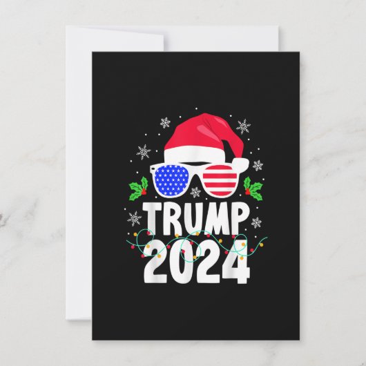 Trump 2024 Santa Hat Xmas Lights Kerstmis Kaart (Voorkant)
