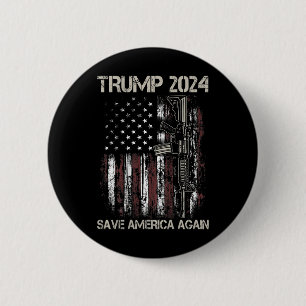 Trump 2024 Save America Again Amerikaanse vlag Pis Ronde Button 5,7 Cm