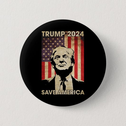 Trump 2024 Save America Amerikaanse vlag verkiezin Ronde Button 5,7 Cm (Voorkant)