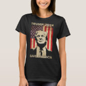 Trump 2024 Save America Amerikaanse vlag verkiezin T-shirt (Voorkant)