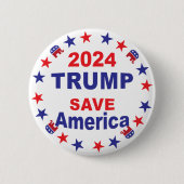 TRUMP 2024 SAVE AMERICA RONDE BUTTON 5,7 CM (Voorkant)