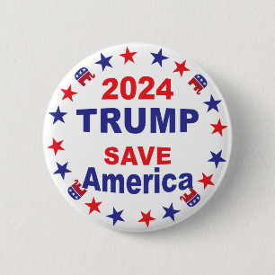 TRUMP 2024 SAVE AMERICA RONDE BUTTON 5,7 CM