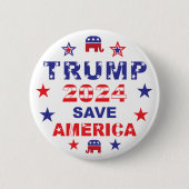 TRUMP 2024 SAVE AMERICA RONDE BUTTON 5,7 CM (Voorkant)