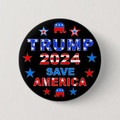 TRUMP 2024 SAVE AMERICA RONDE BUTTON 5,7 CM (Voorkant)