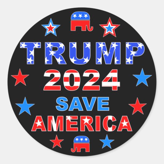 TRUMP 2024 SAVE AMERICA RONDE STICKER (Voorkant)