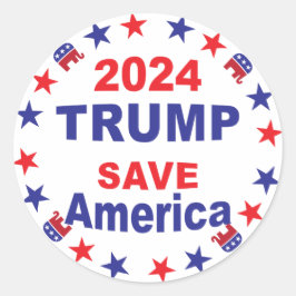 TRUMP 2024 SAVE AMERICA RONDE STICKER