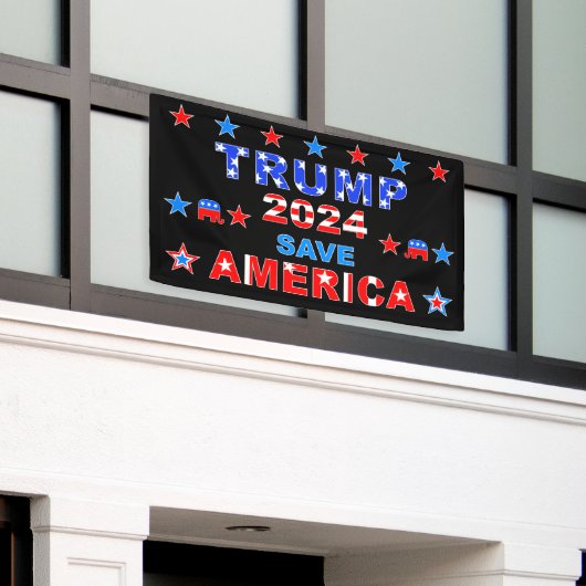 TRUMP 2024 SAVE AMERICA SPANDOEK (Buitenkant Gebouw)