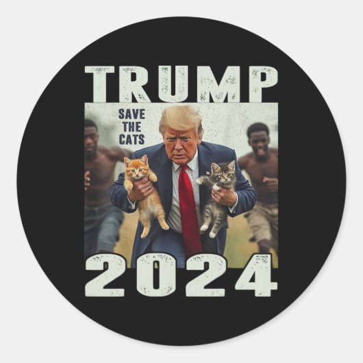 Trump 2024: Save the Cats Gezegde Ronde Sticker (Voorkant)